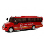 Hasičský autobus so zadným pohonom, svetlami a zvukmi - červený